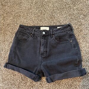 PacSun Black Jean Shorts High-Waisted Cuffed